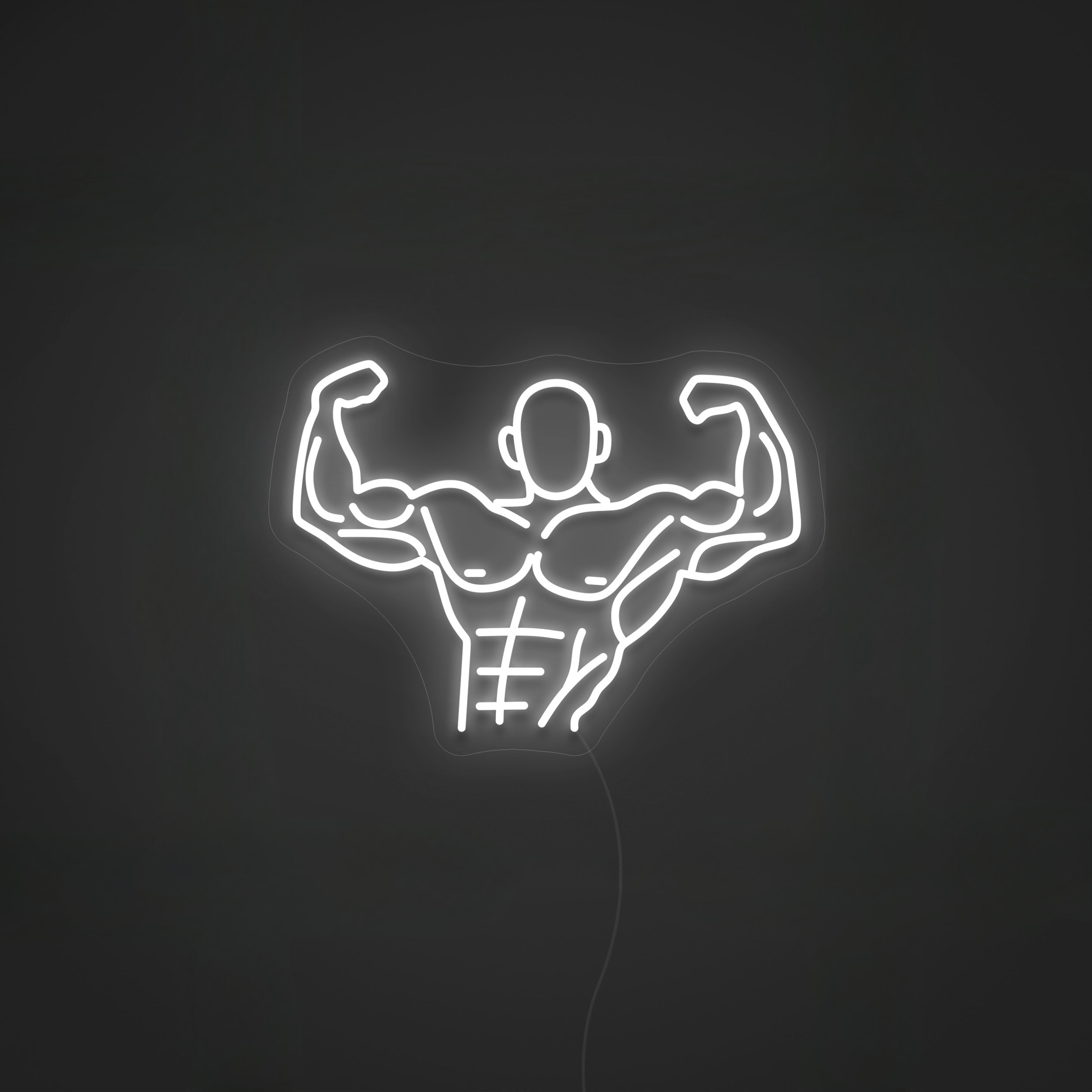 Leuchtschilder Gym "Bodyuilder" Neon LED in Kaltweiß - NEONMONKI