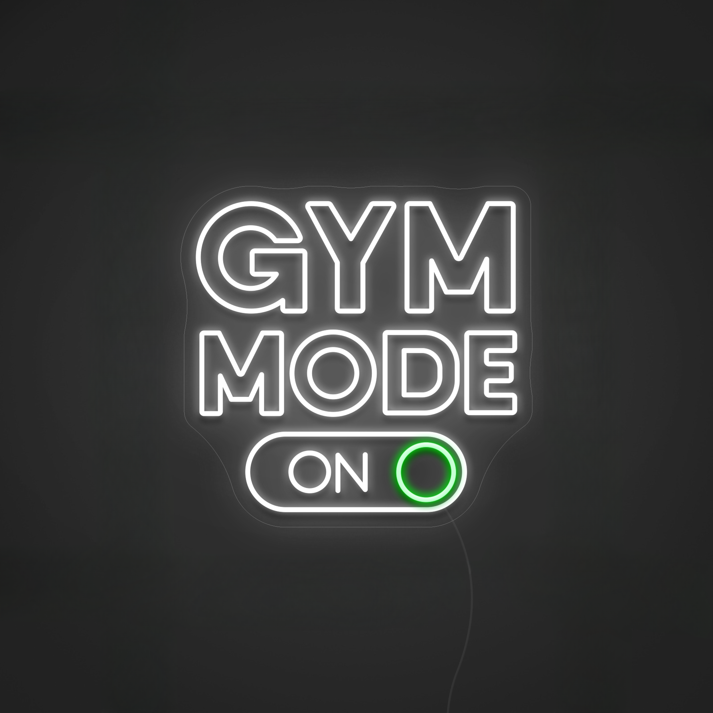 Neon LED Logo "Gym Mode On" LED Schild in Kaltweiß & Grün -NEONMONKI