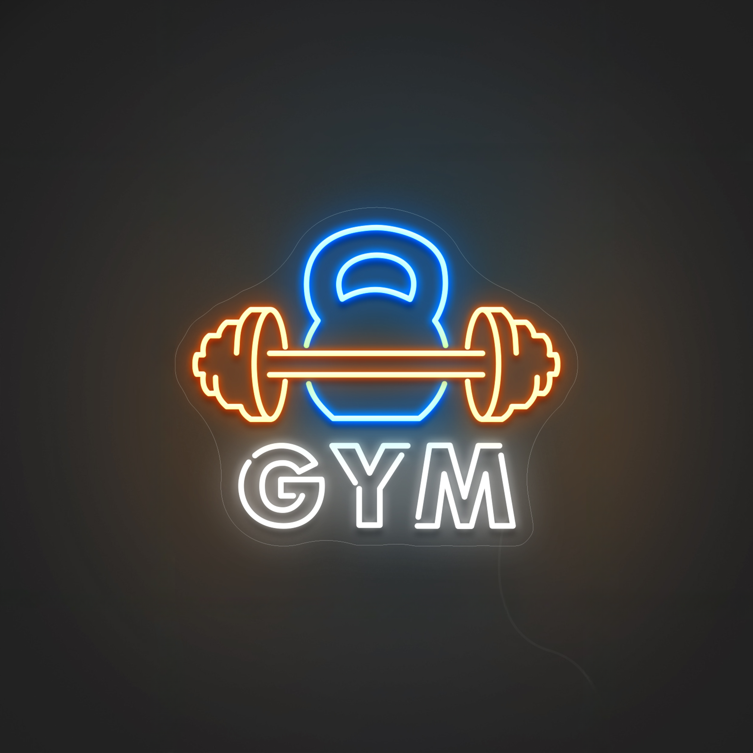 Neon LED GYM - "Hanteln" in Blau, Orange & Gelb - NEONMONKI