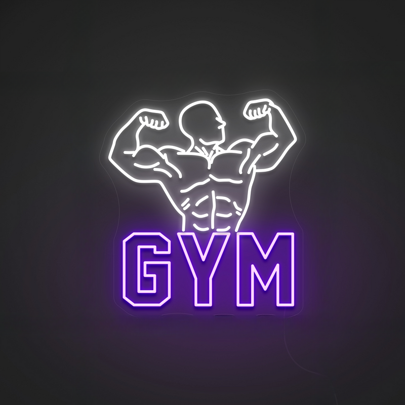 Neon LED "Muskeln Gym" - Neon Licht in Kaltweiß & Lila