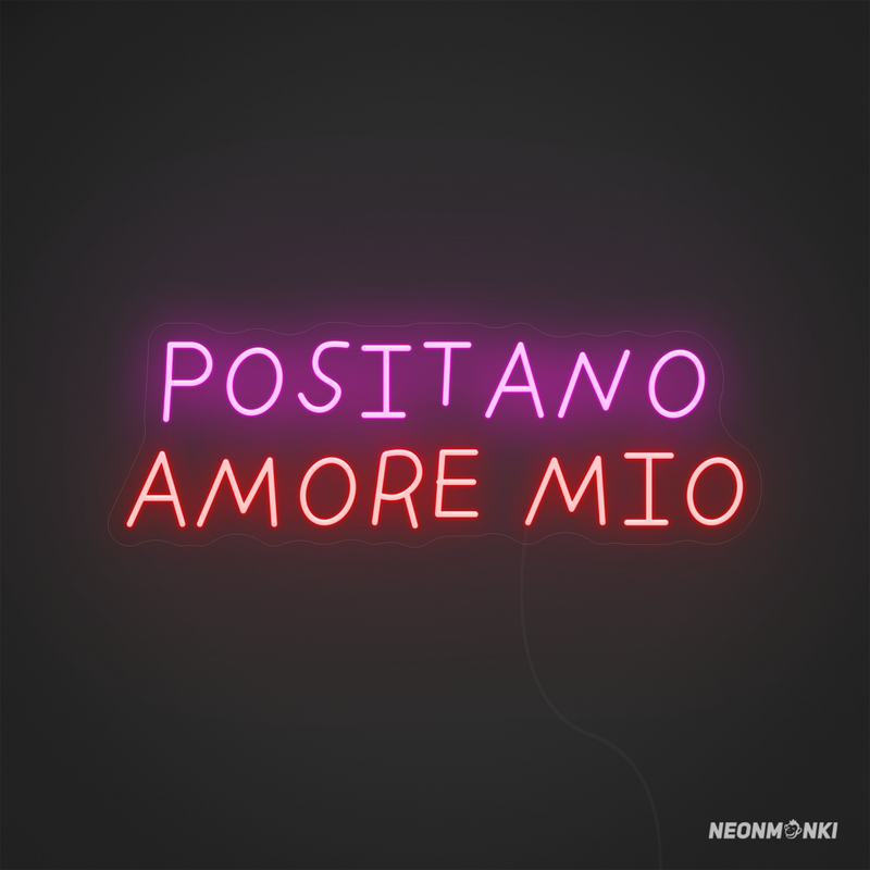 Postiano Amore Mio- Dein handgefertigtes Neon LED Travel in Pink und Orange – Liebevoll leuchtende Wanddeko für dein Zuhause