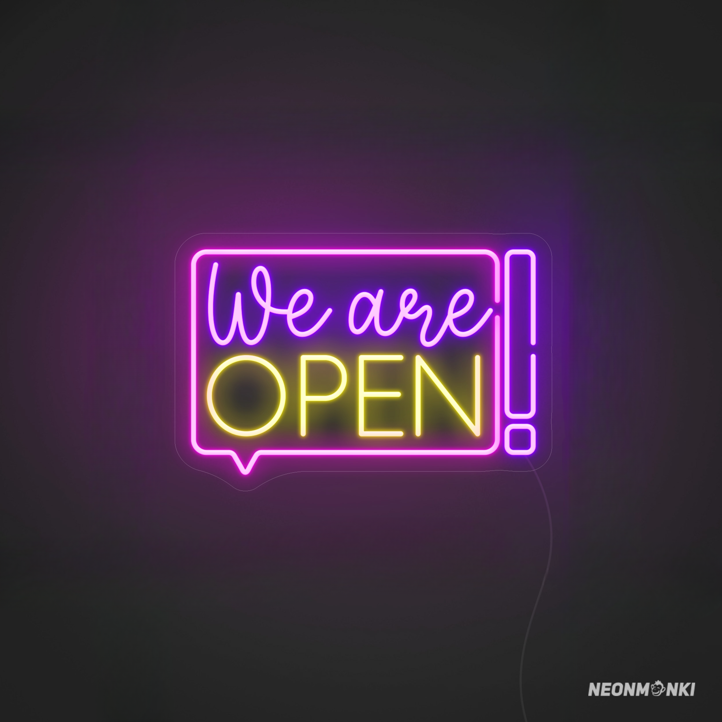 "Neon Schilder für Bar  ""We are OPEN!"" – Pink, Lila & Gelb" - NEONMONKI