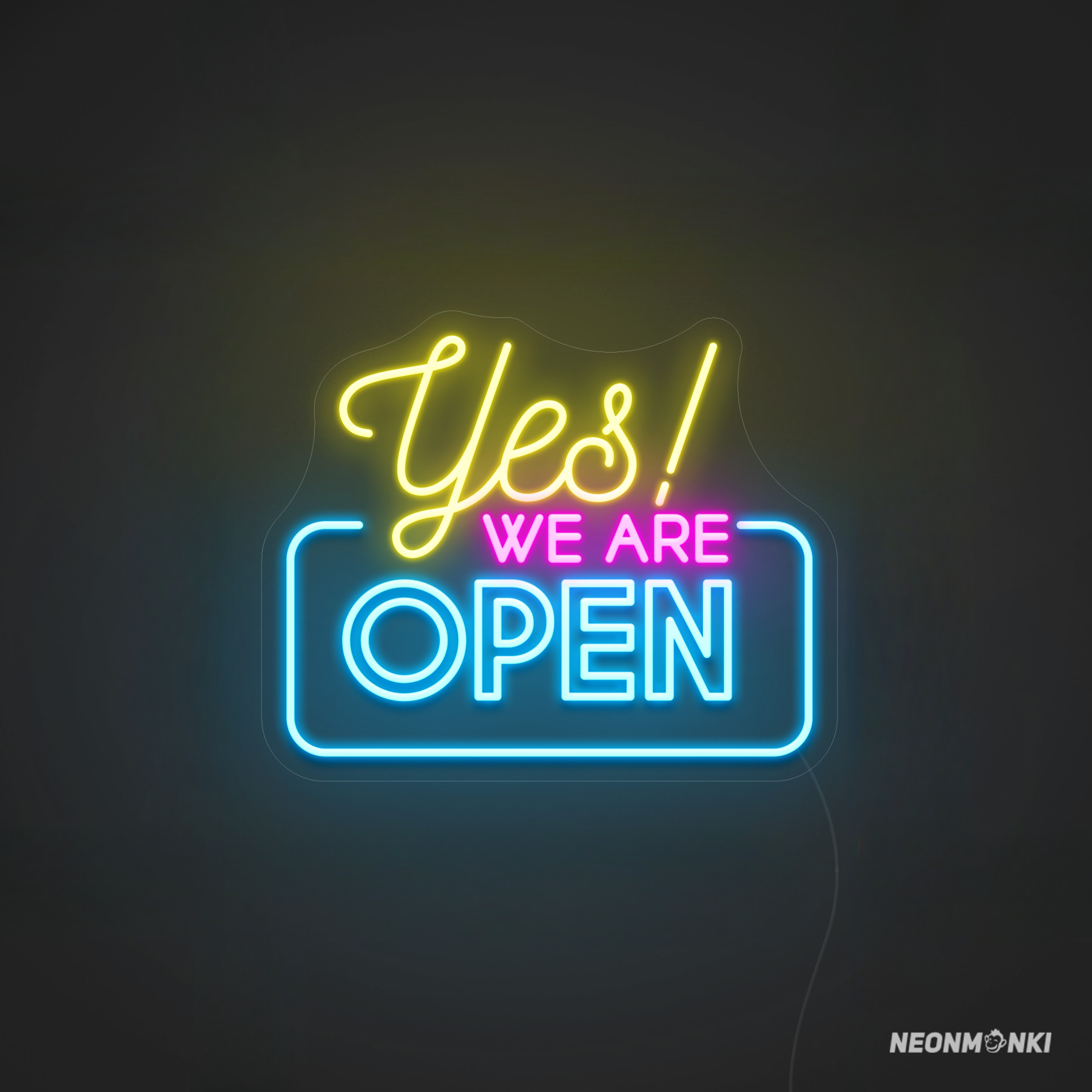 Neon LED Schild für Bar "Yes! We are OPEN" - Pink & Hellblau -NEONMONKI