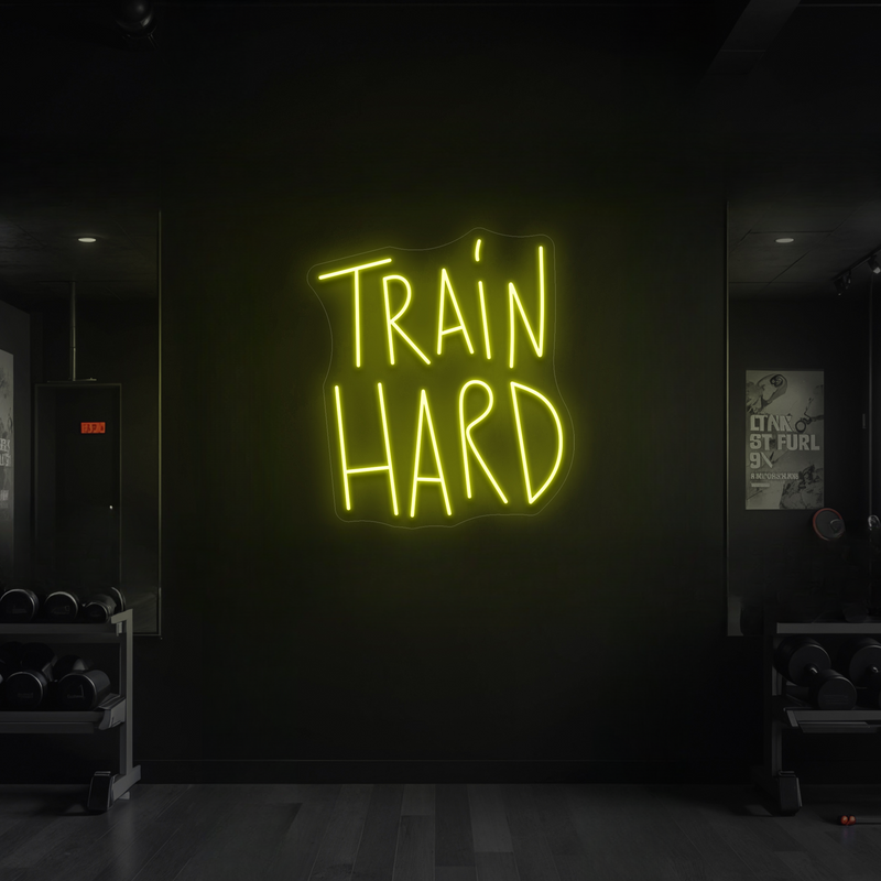 LED Leuchtschilder "Train Hard" - energieeffiziente Neon LED für Gym