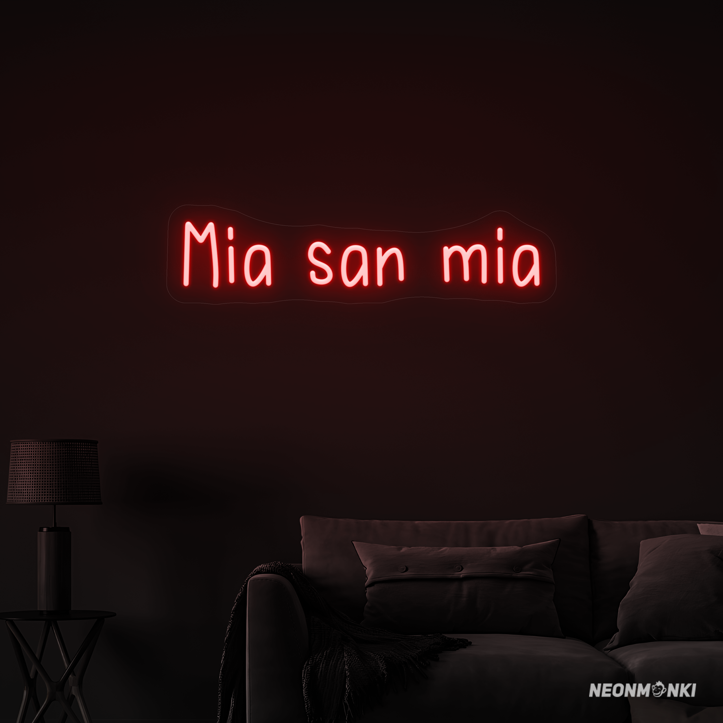 „mia san mia“ – Dein handgefertigtes Neon LED Leuchtschild in kraftvollem Rot